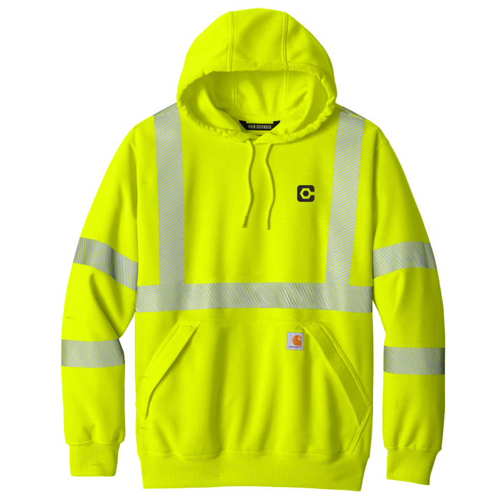 9 I.Y.D. 蛍光イエロー フルジップフーディ M Procore Men's Carhartt High-Visibility Loose Fit Midweight Hoodie