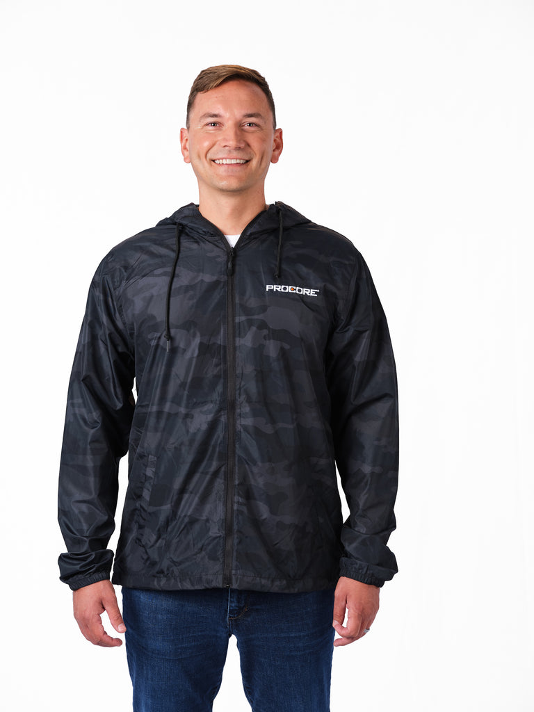Unisex Black Camo Lightweight Windbreaker Jacket