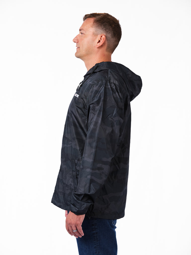 Unisex Black Camo Lightweight Windbreaker Jacket