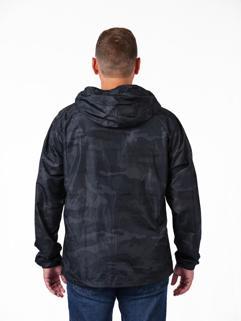 Unisex Black Camo Lightweight Windbreaker Jacket