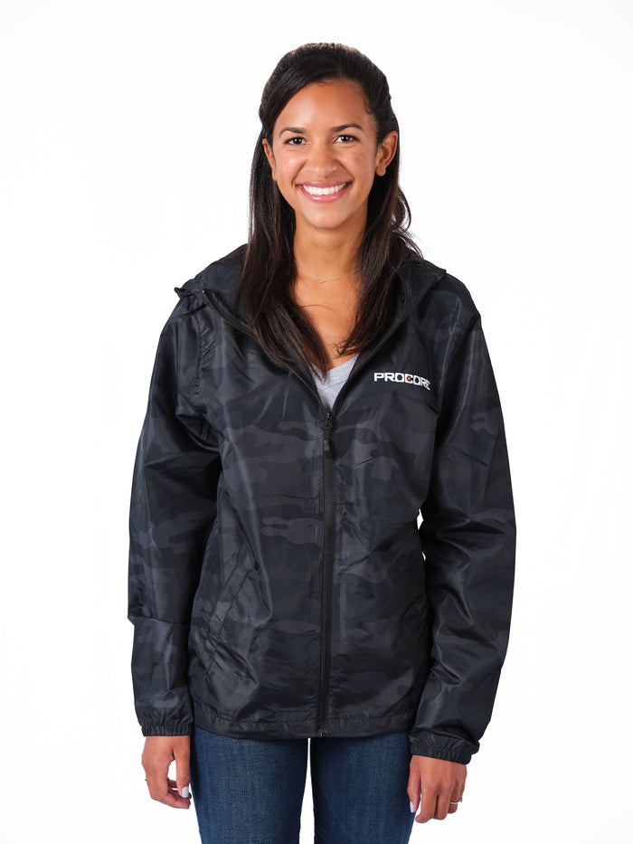 Unisex Black Camo Lightweight Windbreaker Jacket
